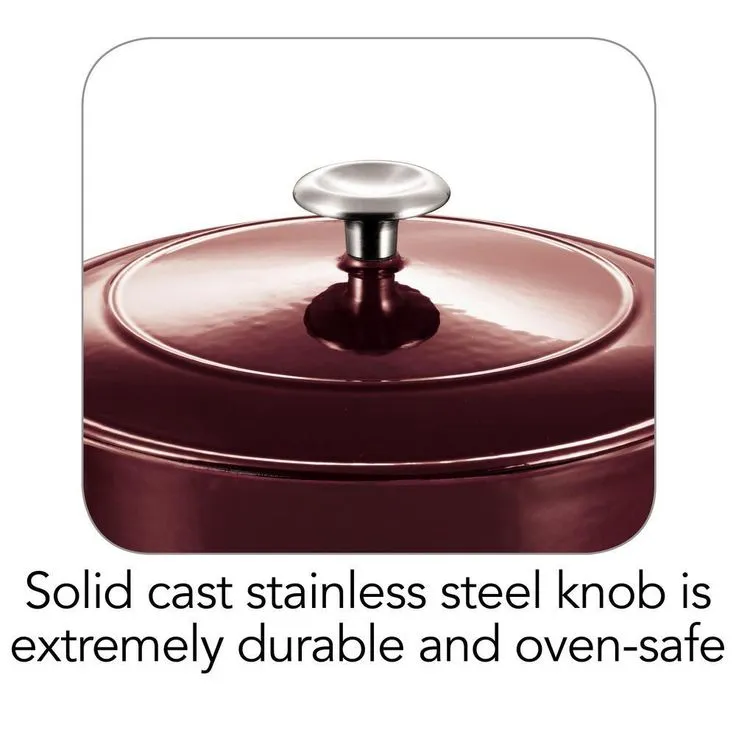Gourmet 5.5 qt. Round Porcelain-Enameled Cast Iron Dutch Oven in Majolica Red with Lid, photo 2 of 11