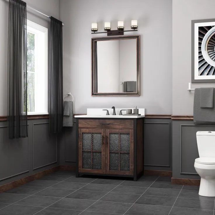 Drysdale 36 in. Wx 34.5 in. H Bath Vanity in Sable with Engineered Stone Vanity Top in Lgt Vein Carrera with White Basin, photo 8 of 10