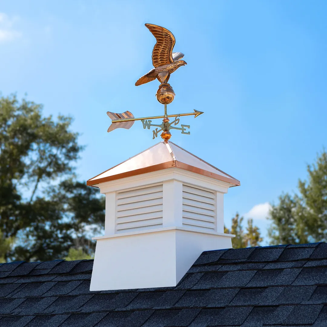 Good Directions Manchester Cupola with Copper Eagle Weathervane, 26-in x 58-in, White Vinyl with 24-Gauge Copper Roof, photo 2 of 8
