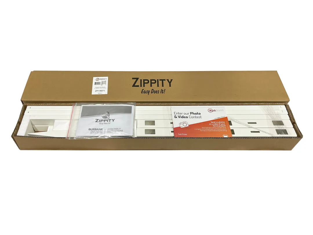 Zippity Outdoor Products 3.5-ft H x 5-ft W White Vinyl Dog Ear No-dig Fence Gate (Unassembled), photo 4 of 7