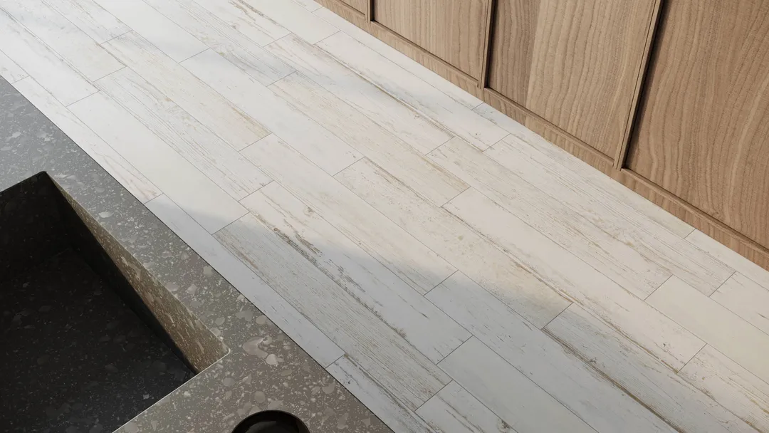 Satori Laguna Antique White 6-in x 36-in Matte Porcelain Wood Look Floor Tile (1.45-sq. ft/ Piece), photo 7 of 8