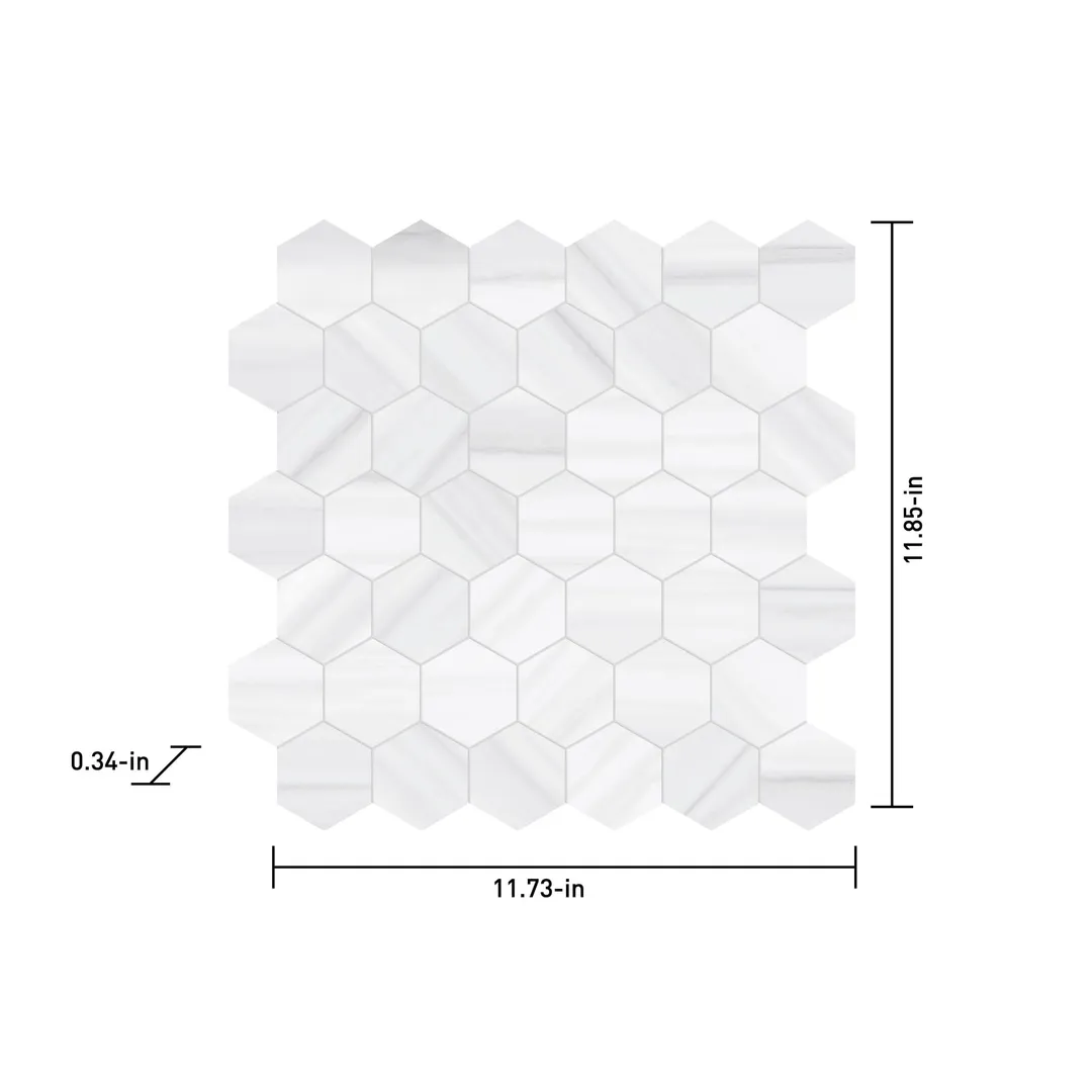 Satori Zebrino Ash 12-in x 12-in Polished Porcelain Marble Look Hexagon Mosaic Floor and Wall Tile (0.97-sq. ft/ Piece), photo 4 of 8
