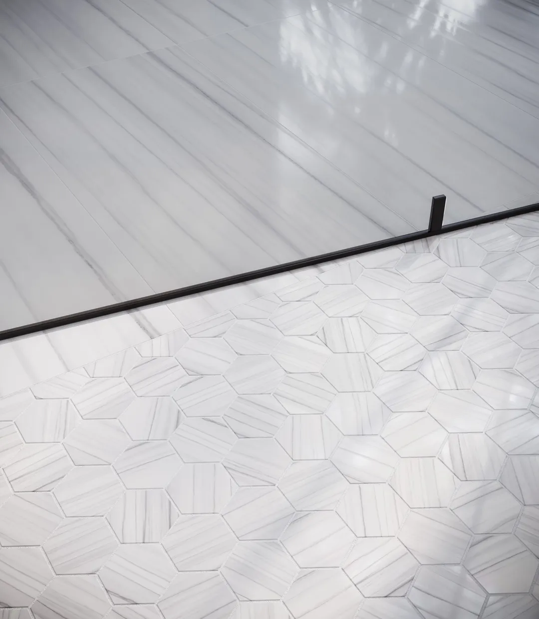 Satori Zebrino Ash 12-in x 12-in Polished Porcelain Marble Look Hexagon Mosaic Floor and Wall Tile (0.97-sq. ft/ Piece), photo 6 of 8