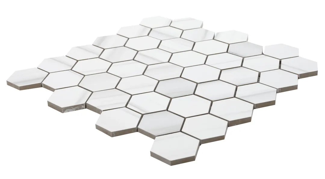 Satori Zebrino Ash 12-in x 12-in Polished Porcelain Marble Look Hexagon Mosaic Floor and Wall Tile (0.97-sq. ft/ Piece), photo 3 of 8