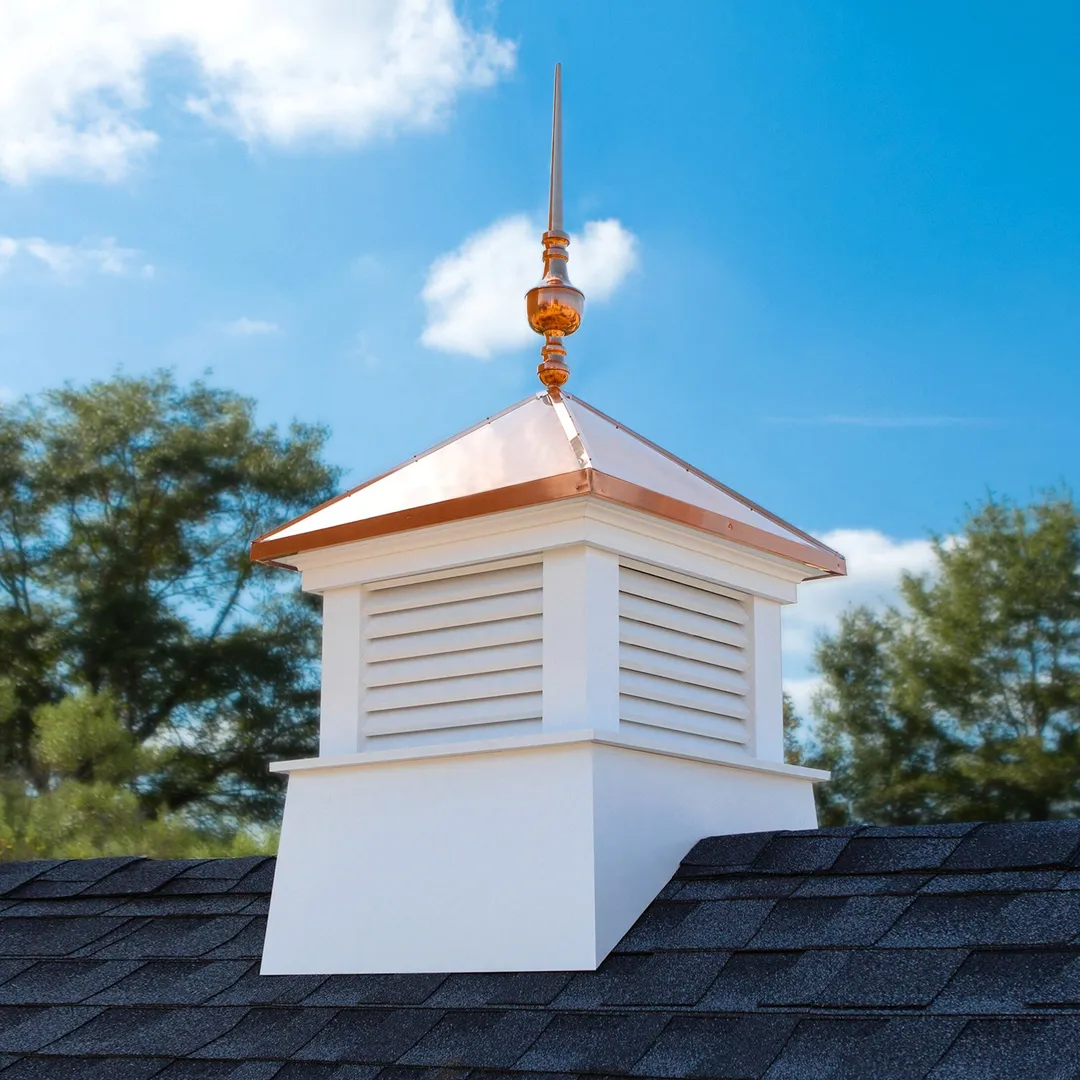 Good Directions Manchester Cupola with Copper Finial, 30-in W x 67-in H, White PVC-Vinyl with 24-Ga Copper Roof, photo 2 of 8