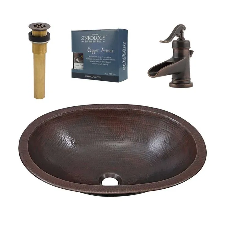 SINKOLOGY Wallace All-In-One 19 in. Undermount or Drop-In Bathroom Sink with Pfister Rustic Bronze Faucet and Drain, photo 5 of 5
