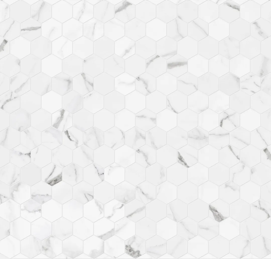 Satori Statuario 12-in x 12-in Polished Porcelain Hexagon Marble-Look Floor and Wall Tile, 0.96-sq ft per Piece, photo 3 of 8