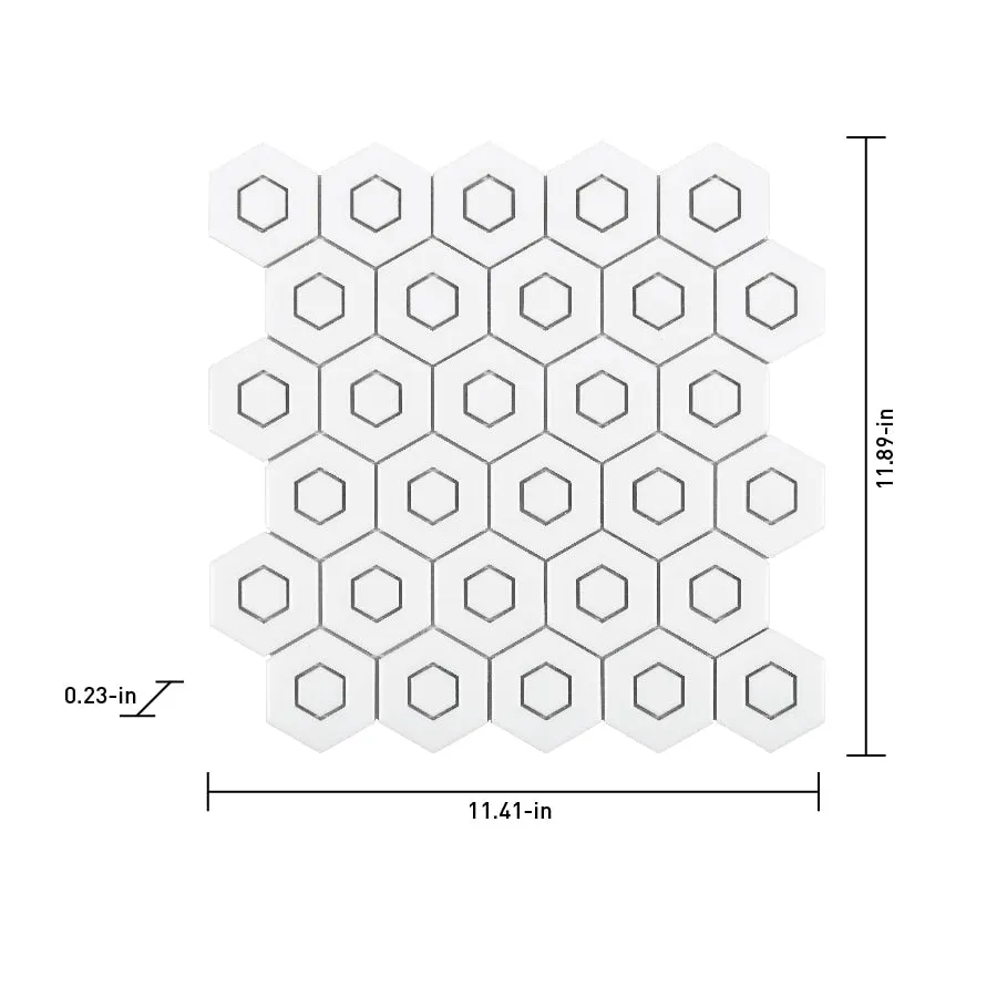 Satori Hudson Brilliant White 12-in x 12-in Matte Porcelain Hexagon Mosaic Floor and Wall Tile (0.94-sq. ft/ Piece), photo 7 of 9