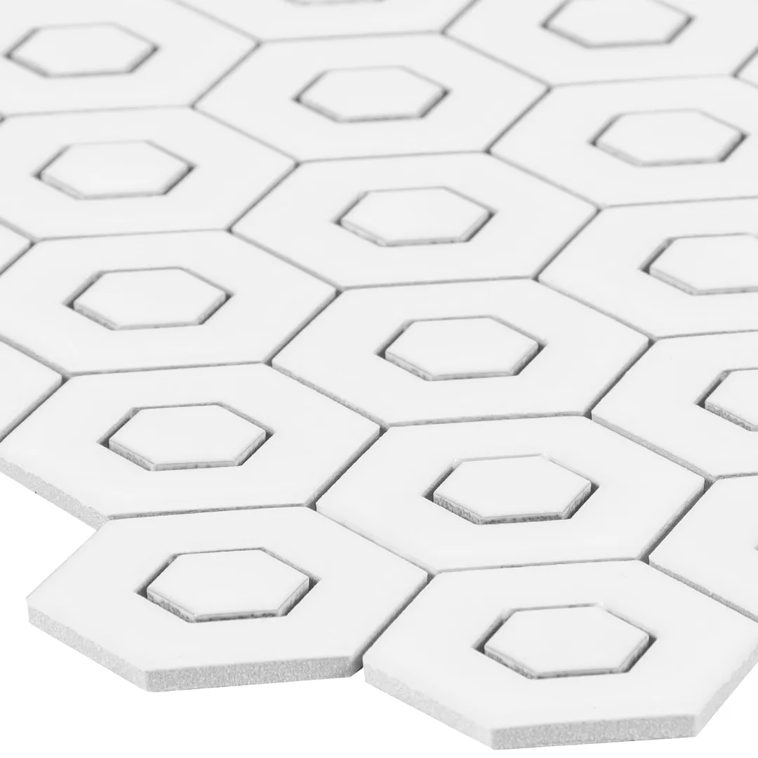 Satori Hudson Brilliant White 12-in x 12-in Matte Porcelain Hexagon Mosaic Floor and Wall Tile (0.94-sq. ft/ Piece), photo 8 of 9