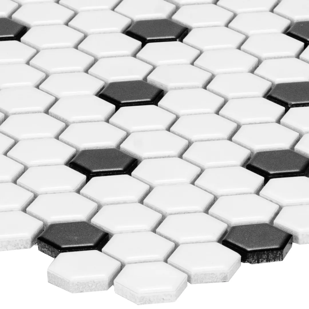 Satori Hudson Brilliant White and Black 10-in x 12-in Matte Porcelain Hexagon Mosaic Wall Tile (0.82-sq. ft/ Piece), photo 10 of 11