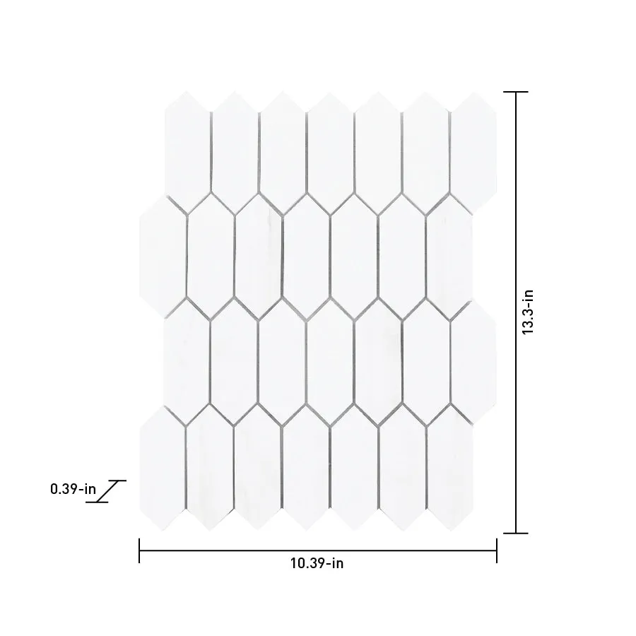 Satori Bianco Dolomite Picket 10-in x 13-in Polished Natural Stone Marble Look Arabesque Mosaic Wall Tile (0.96-sq. ft/ Piece), photo 7 of 7
