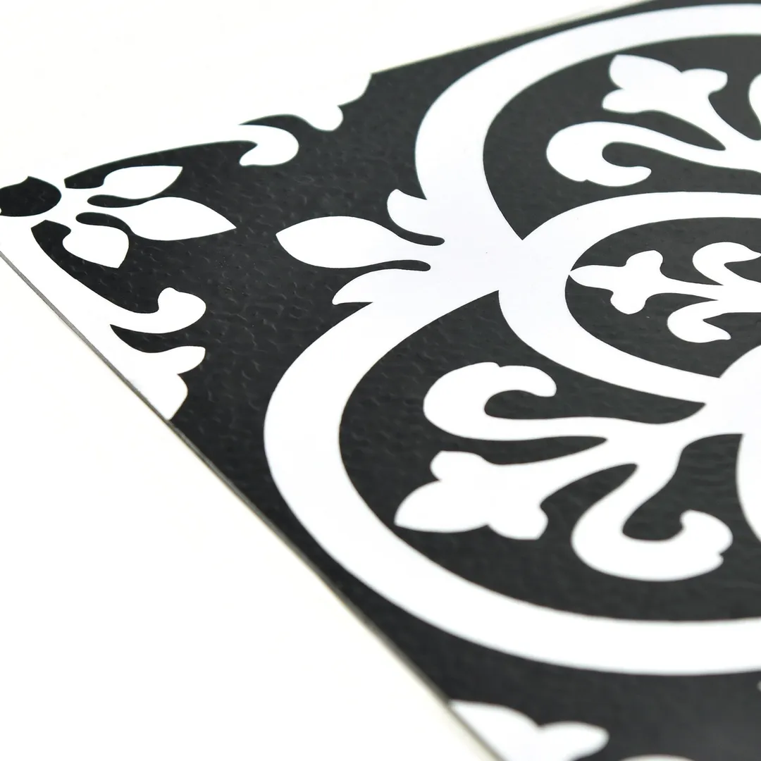 FloorPops Black and White 2.76-mil x 12-in W x 12-in L Water Resistant Peel and Stick Vinyl Tile Flooring, photo 2 of 8