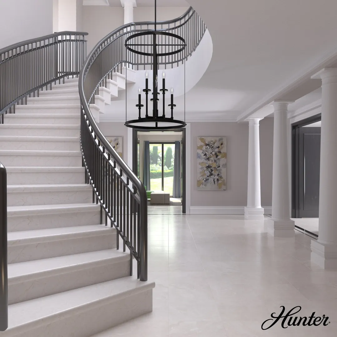 Hunter Briargrove 6-Light Matte Black Traditional Led Chandelier, photo 3 of 8