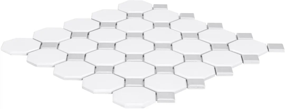 Satori Hudson Brilliant White and Gray 12-in x 12-in Matte Porcelain Mosaic Floor and Wall Tile (0.91-sq. ft/ Piece), photo 4 of 8