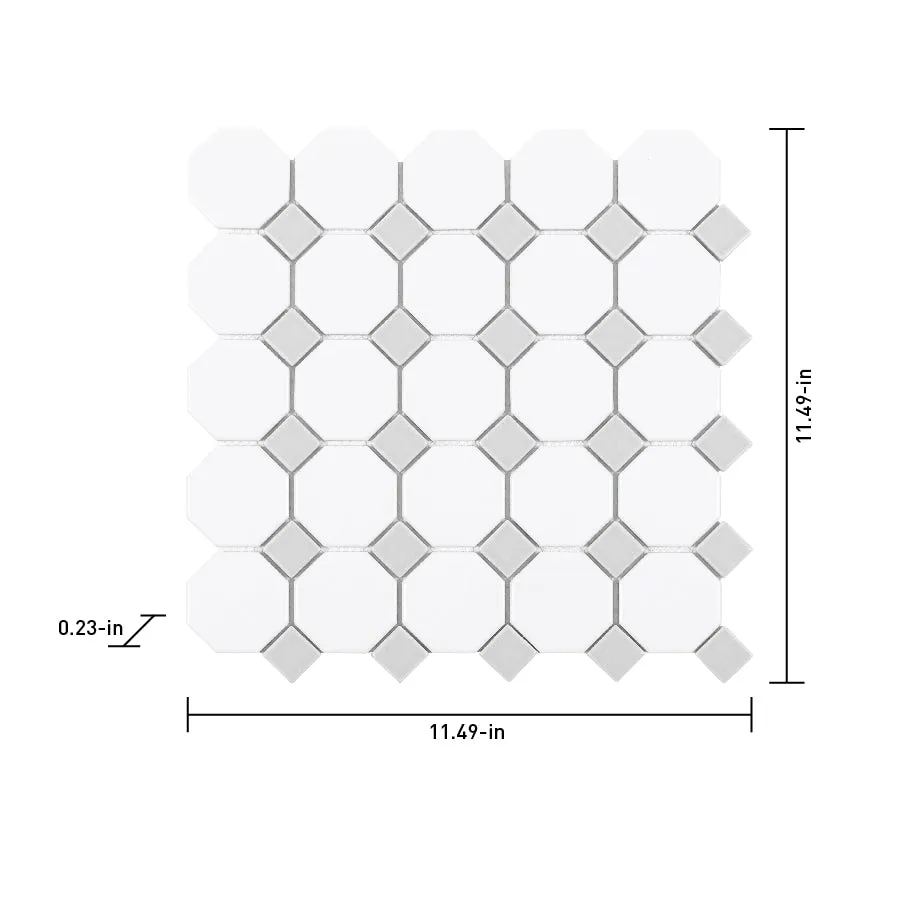 Satori Hudson Brilliant White and Gray 12-in x 12-in Matte Porcelain Mosaic Floor and Wall Tile (0.91-sq. ft/ Piece), photo 7 of 8
