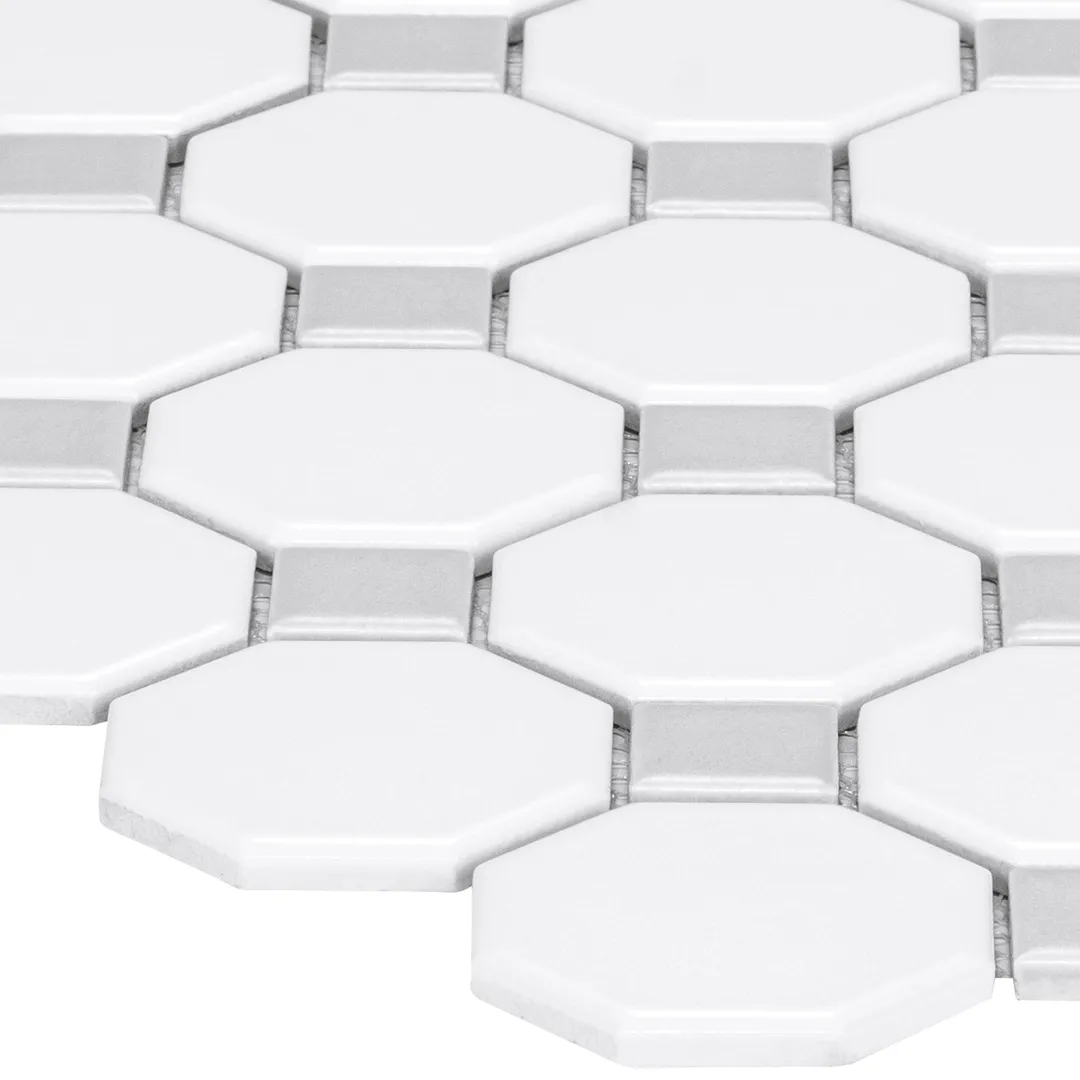 Satori Hudson Brilliant White and Gray 12-in x 12-in Matte Porcelain Mosaic Floor and Wall Tile (0.91-sq. ft/ Piece), photo 3 of 8