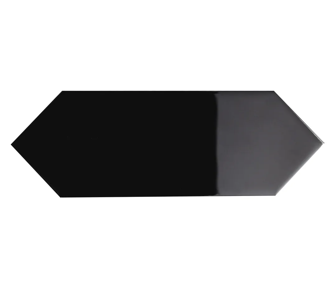 Giorbello Picket Hexagon Black 3-in x 9-in Glossy Glass Subway Wall Tile (5.8-sq. ft/ Carton), photo 3 of 7