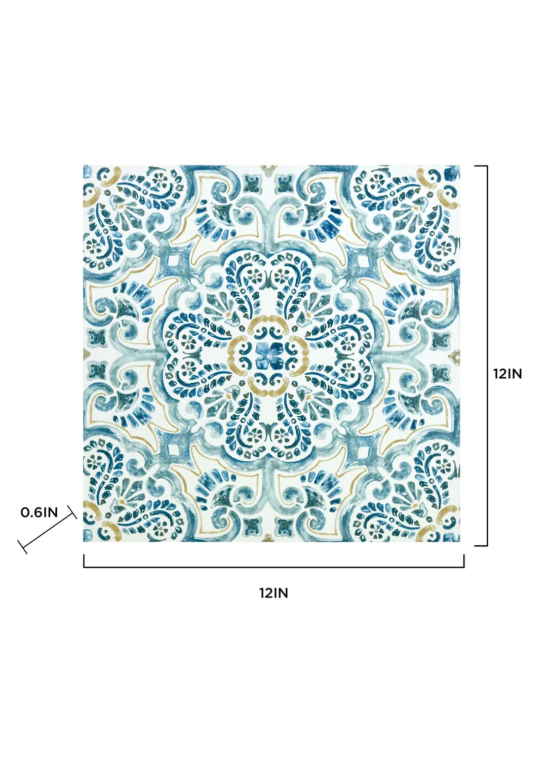 FloorPops Fontaine 12-in x 12-in Blue Peel and Stick Vinyl Floor Tile, 20-Pack (20-sq ft), photo 3 of 8