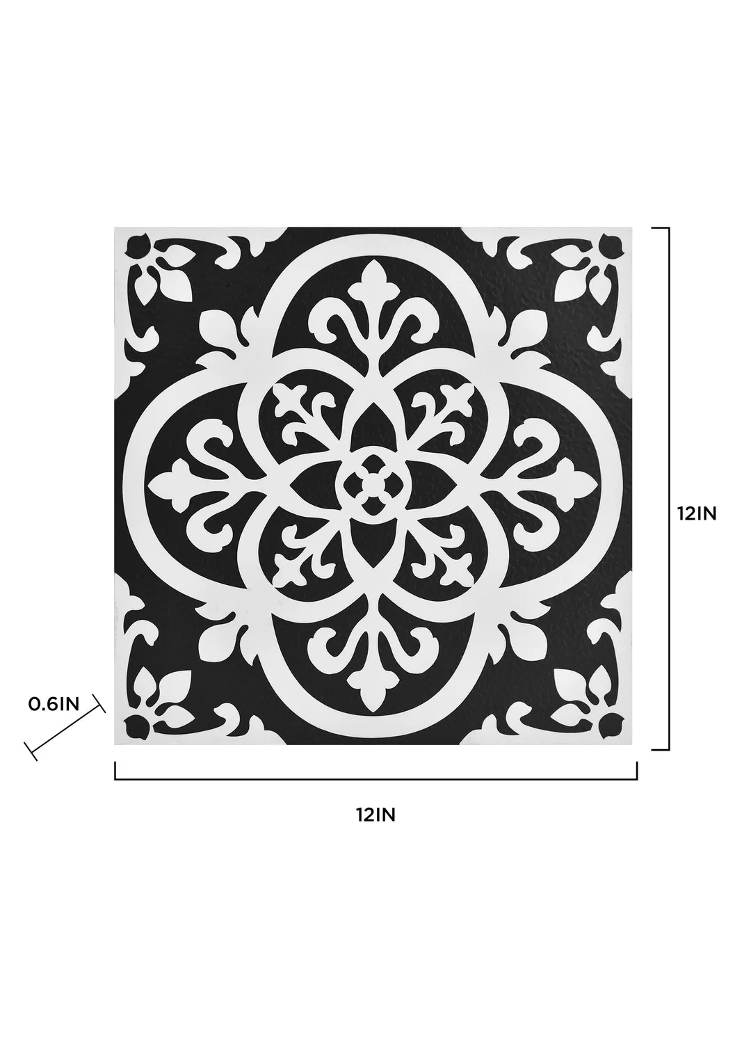FloorPops Black and White 2.76-mil x 12-in W x 12-in L Water Resistant Peel and Stick Vinyl Tile Flooring, photo 3 of 8