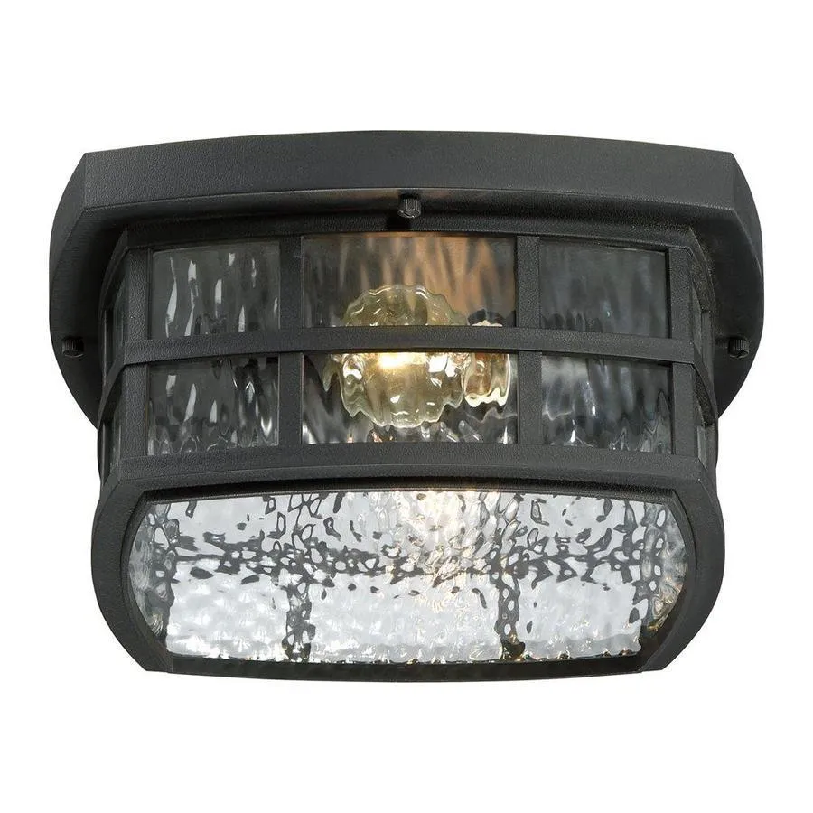 Quoizel Stonington 12-in W Mystic Black Outdoor Flush Mount Light, photo 2 of 4