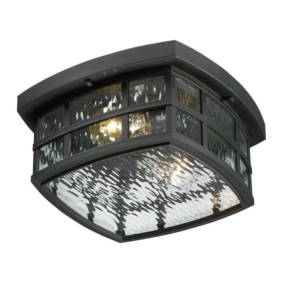 Quoizel Stonington 12-in W Mystic Black Outdoor Flush Mount Light, photo 3 of 4