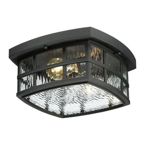 Quoizel Stonington 12-in W Mystic Black Outdoor Flush Mount Light, photo 4 of 4