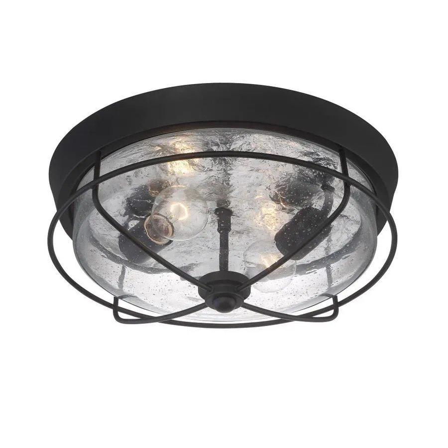 Portfolio Valdara 14.88-in Matte Black Industrial Flush Mount Light, photo 3 of 15