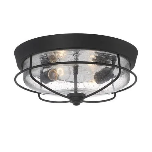 Portfolio Valdara 14.88-in Matte Black Industrial Flush Mount Light, photo 6 of 15