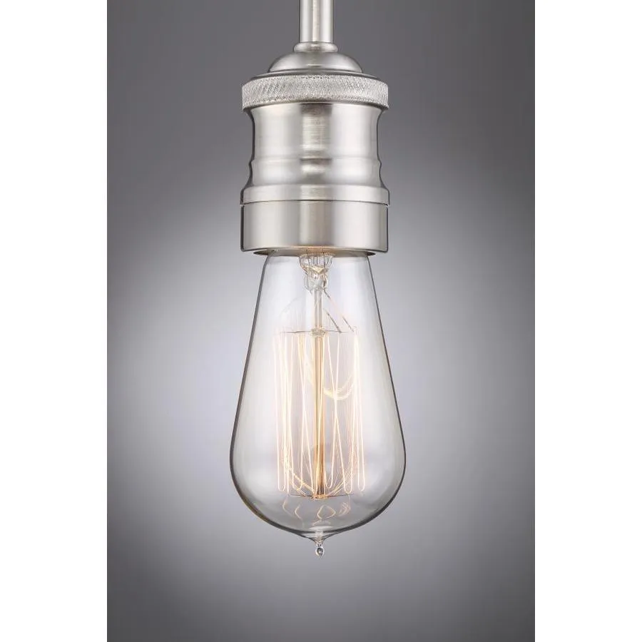 Quoizel Soho Brushed Nickel Industrial Clear Glass Bowl Pendant Light, photo 2 of 14