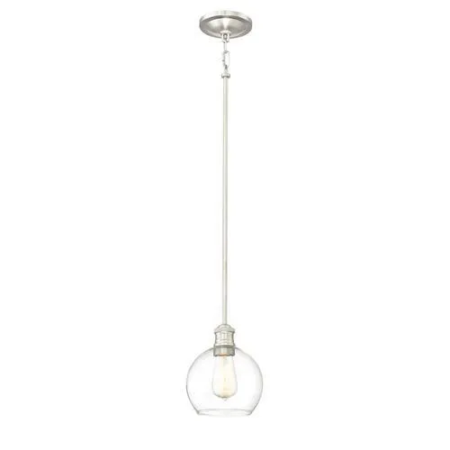 Quoizel Soho Brushed Nickel Industrial Clear Glass Bowl Pendant Light, photo 8 of 14