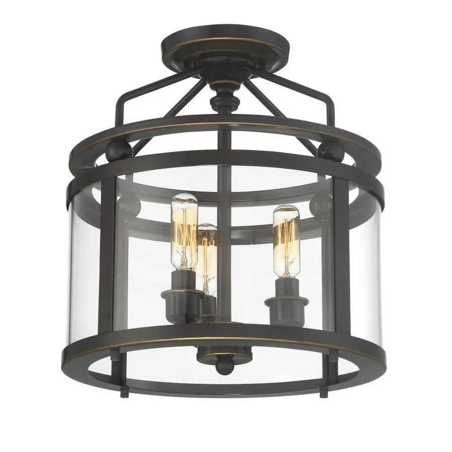 Quoizel Norfolk 11.87-in Oil Rubbed Bronze Transitional Semi-Flush Mount Light, photo 2 of 11
