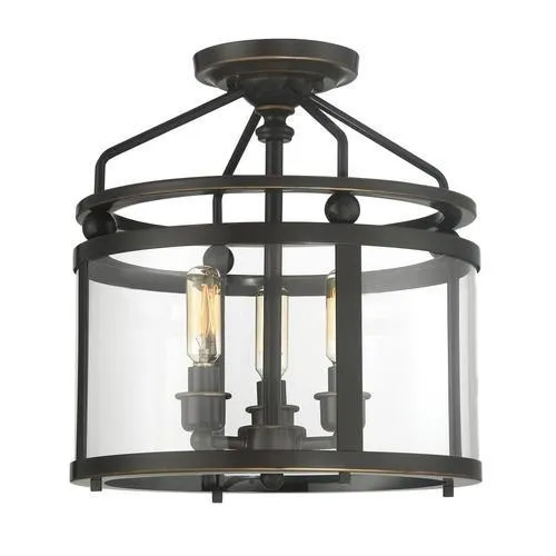 Quoizel Norfolk 11.87-in Oil Rubbed Bronze Transitional Semi-Flush Mount Light, photo 3 of 11