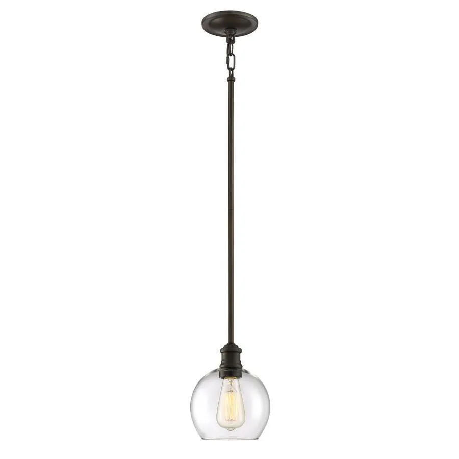 Quoizel Soho Brushed Nickel Industrial Clear Glass Bowl Pendant Light, photo 9 of 14