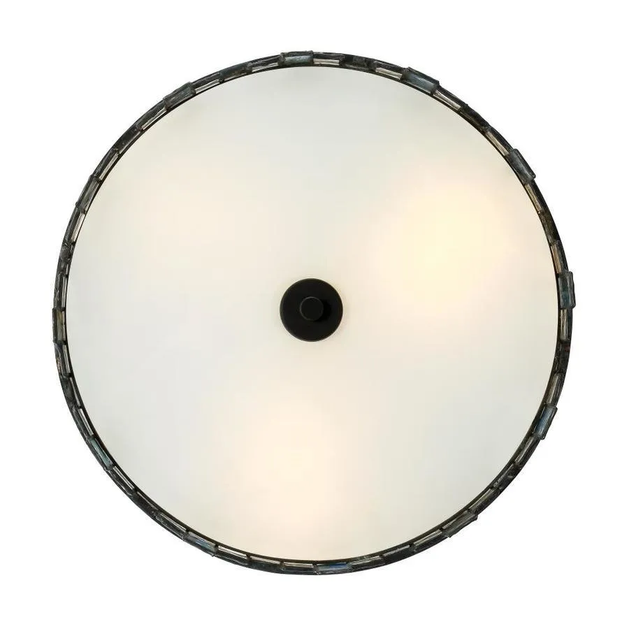 Quoizel Sentry 14-in Matte Black Tiffany Semi-Flush Mount Light, photo 3 of 12