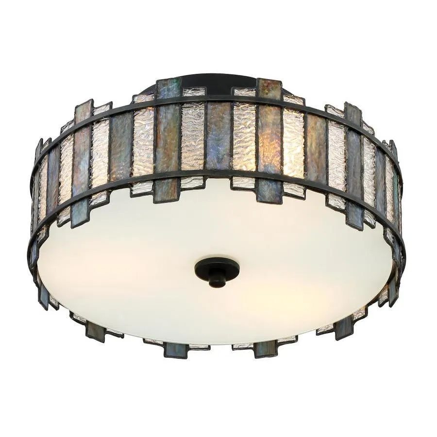 Quoizel Sentry 14-in Matte Black Tiffany Semi-Flush Mount Light, photo 2 of 12