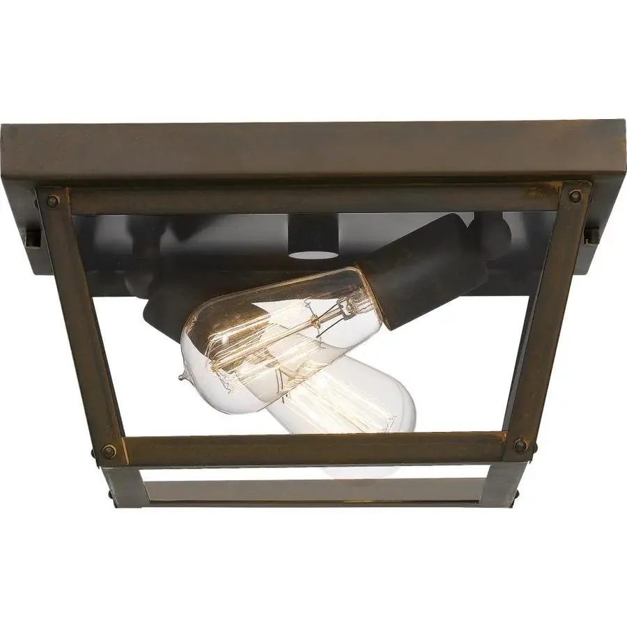 Quoizel Rue De Royal 11.5-in W Industrial Bronze Outdoor Flush Mount Light, photo 2 of 3
