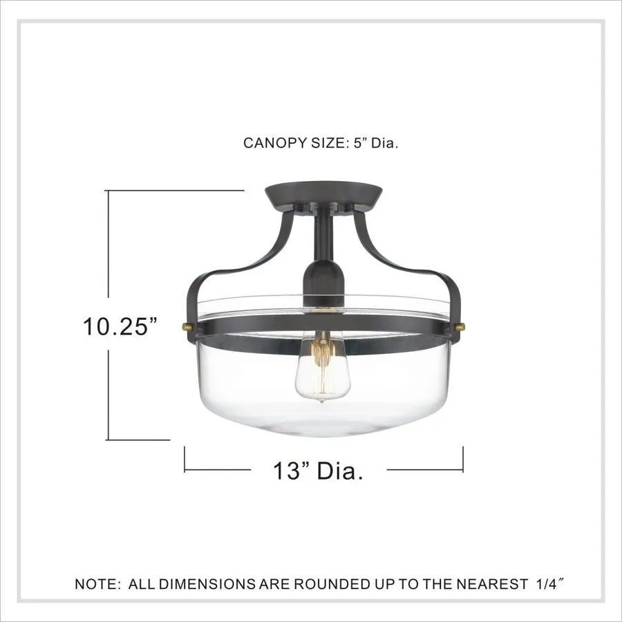 Quoizel Maddock 12.88-in Bronze with Brushed Brass Farmhouse Incandescent Semi-flush Mount Light, photo 5 of 11