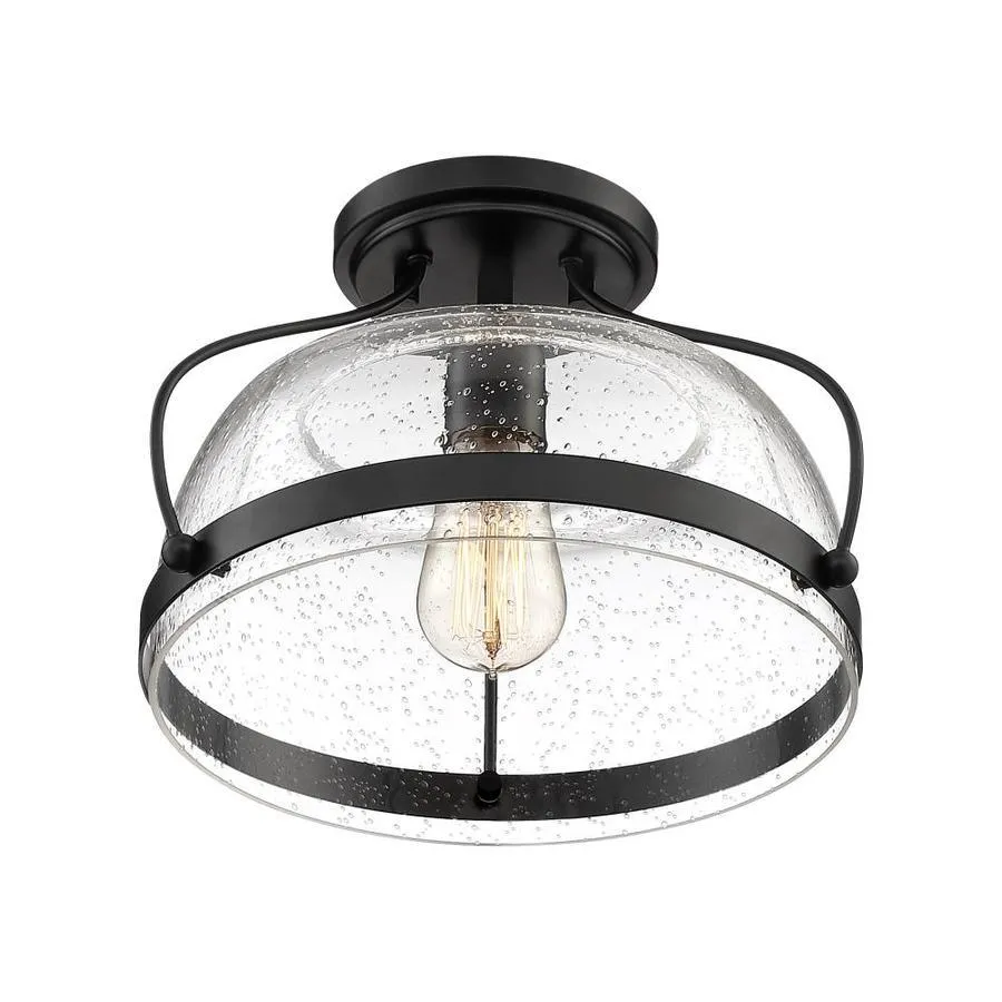Quoizel Henderson 12.5-in Black Farmhouse Semi-Flush Mount Light, photo 2 of 9