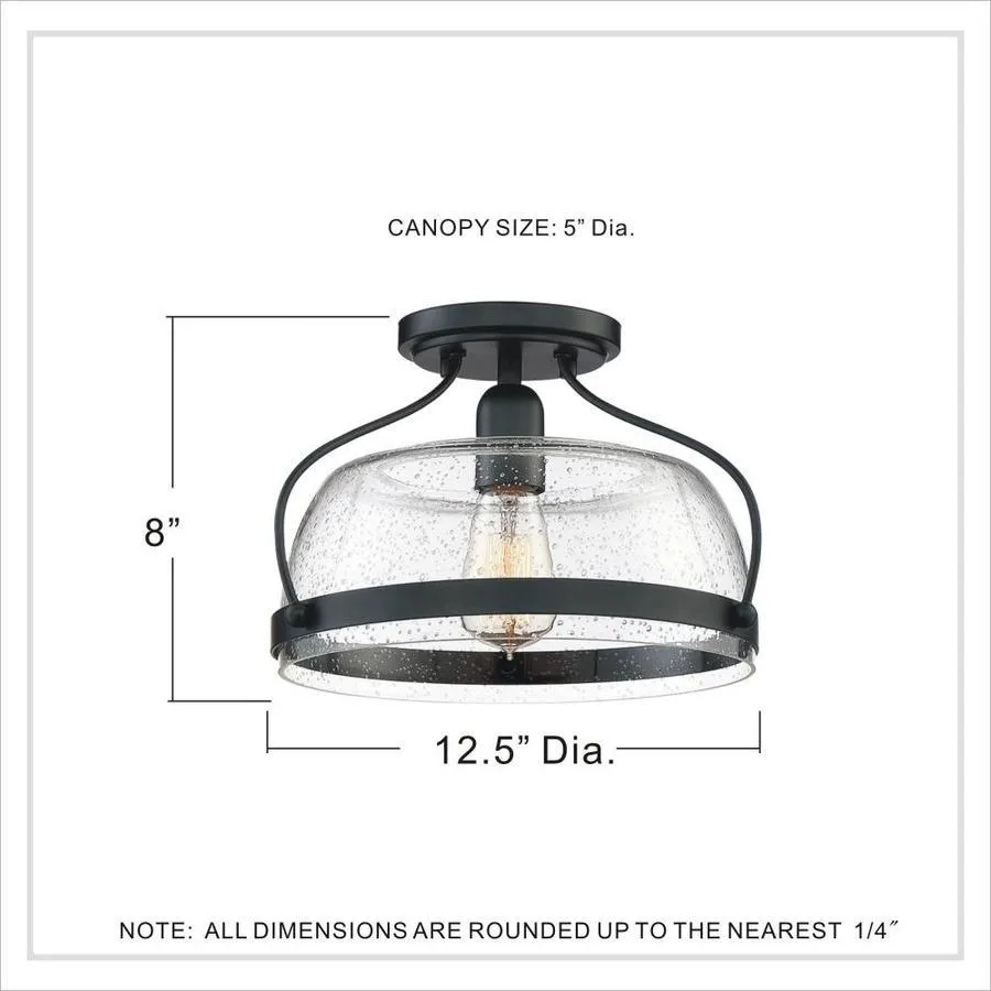 Quoizel Henderson 12.5-in Black Farmhouse Semi-Flush Mount Light, photo 3 of 9