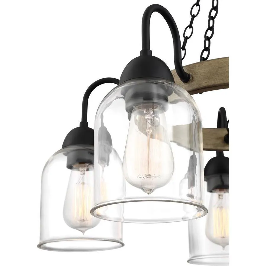 Quoizel Creeksville 5-Light Matte Black with Faux Natural Walnut Farmhouse Antler Chandelier, photo 4 of 19