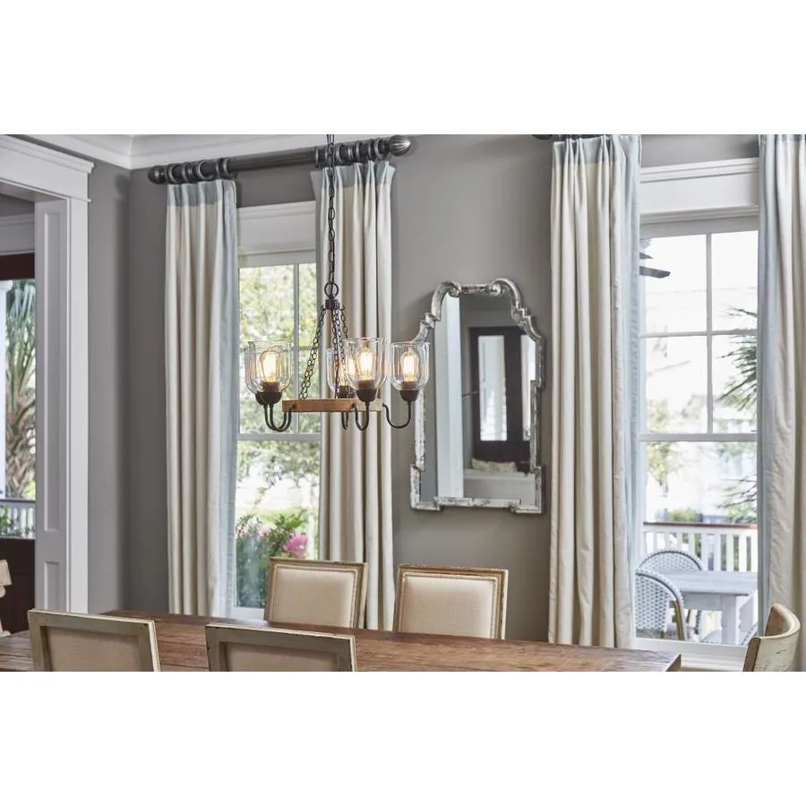 Quoizel Creeksville 5-Light Matte Black with Faux Natural Walnut Farmhouse Antler Chandelier, photo 7 of 19