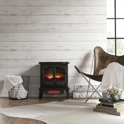 19.5-in W 5200-BTU Black Metal Infrared Quartz Electric Stove with Thermostat