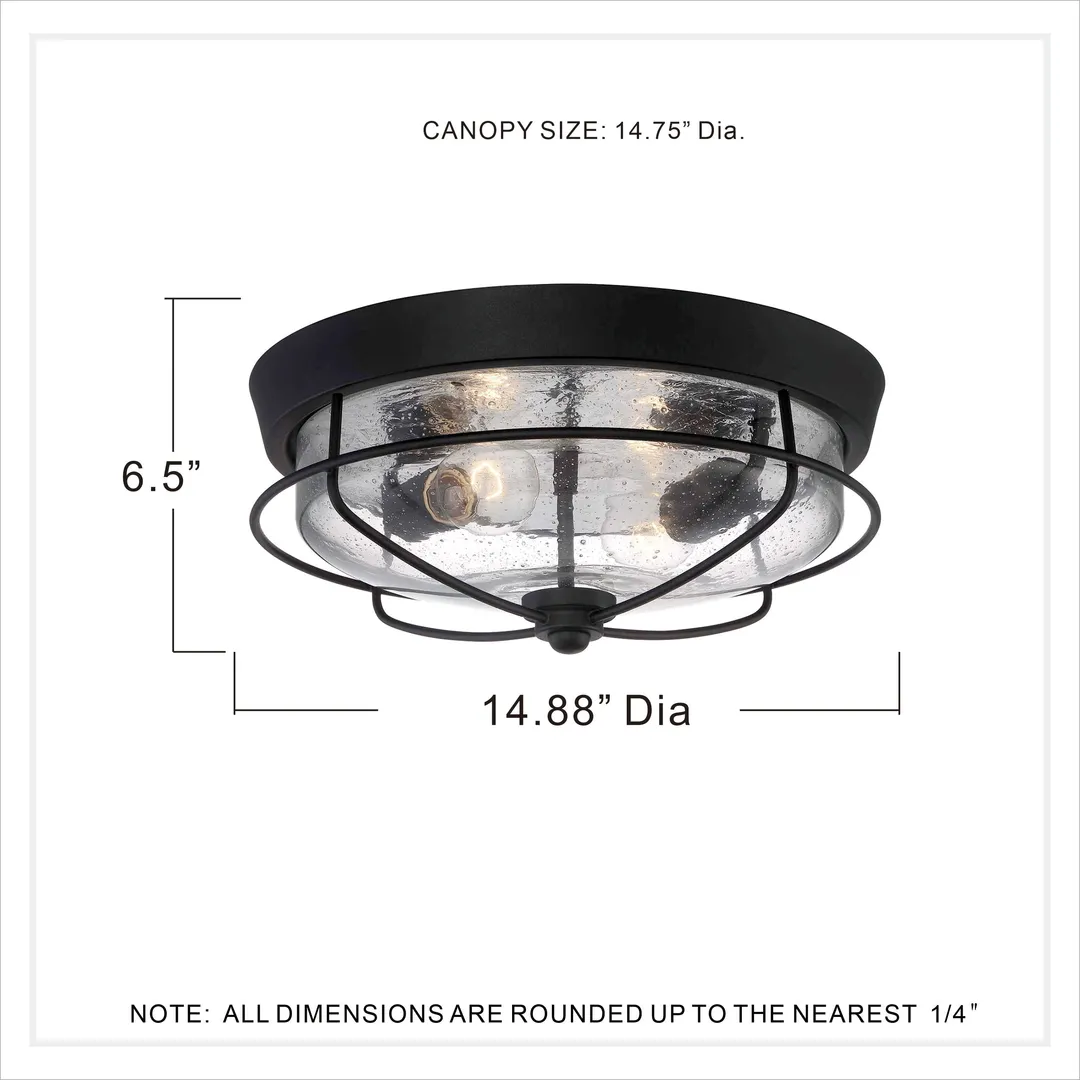 Portfolio Valdara 14.88-in Matte Black Industrial Flush Mount Light, photo 15 of 15