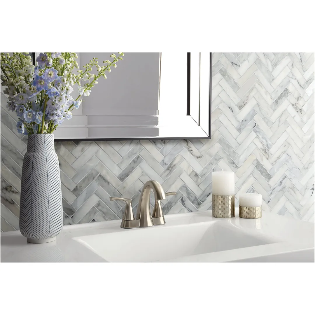 American Olean Genuine Stone Refined White 11-in x 14-in Honed Marble Herringbone Floor and Wall Tile, 0.94 sq ft per Piece, photo 7 of 7