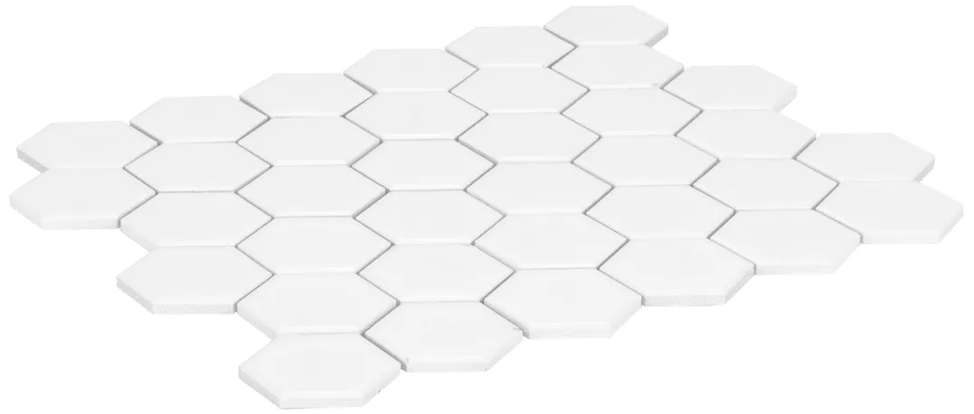 Satori Hudson Brilliant White Matte 11-in x 12-in Porcelain Hexagon Wall Tile, photo 7 of 12