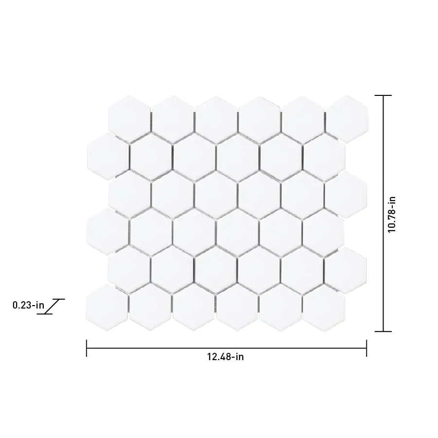 Satori Hudson Brilliant White Matte 11-in x 12-in Porcelain Hexagon Wall Tile, photo 10 of 12
