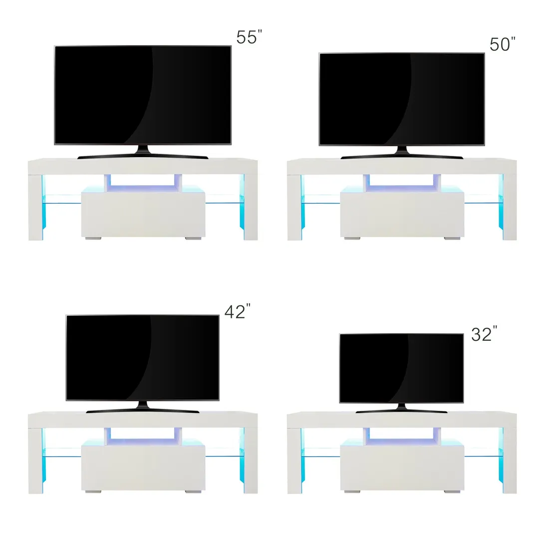 Mondawe TV Stands Modern/Contemporary White Tv Cabinet (Accommodates TVs up to 55-in), photo 10 of 11