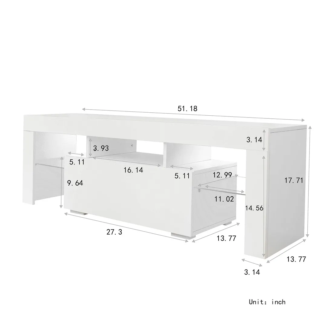 Mondawe TV Stands Modern/Contemporary White Tv Cabinet (Accommodates TVs up to 55-in), photo 11 of 11