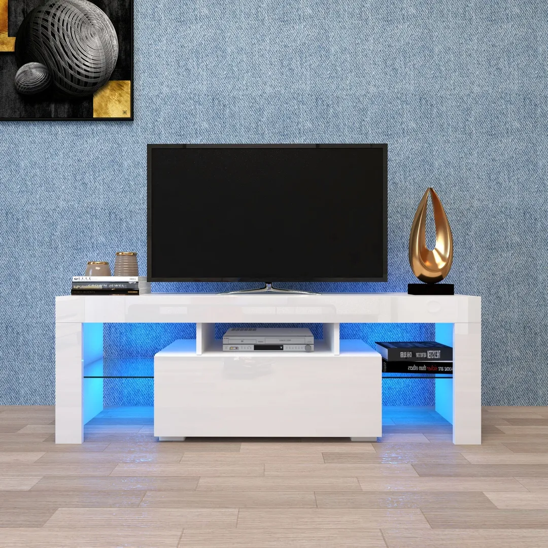 Mondawe TV Stands Modern/Contemporary White Tv Cabinet (Accommodates TVs up to 55-in), photo 7 of 11