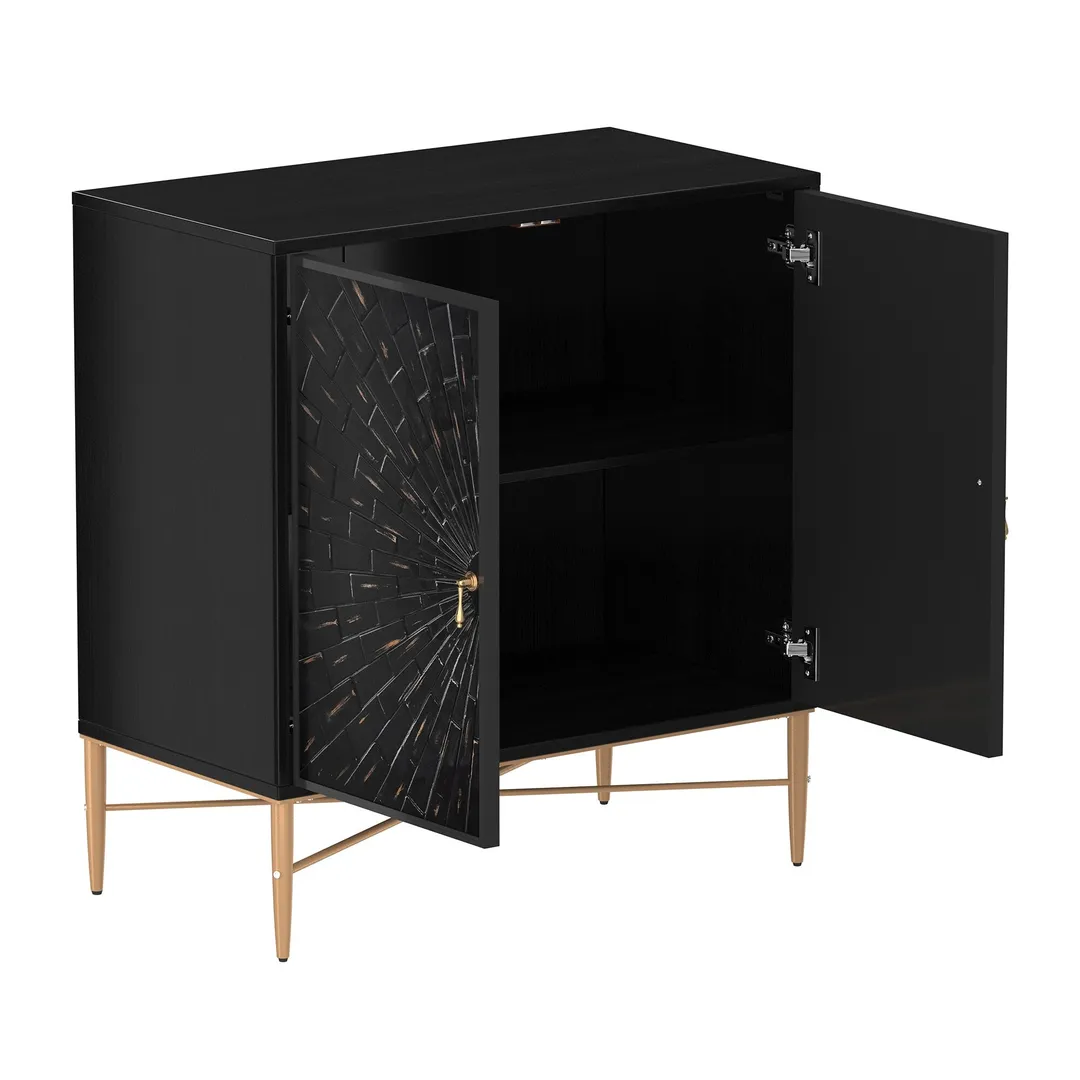 Clihome 2-Door Storage Cabinets 29.63-in W x 31.63-in H Wood Composite Black Freestanding Utility Storage Cabinet, photo 4 of 10